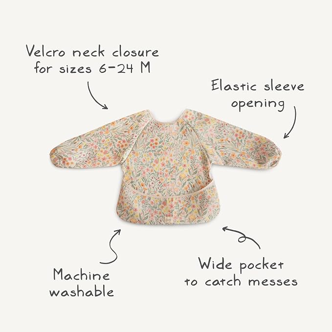 mushie Long Sleeve Baby Bib | Water Resistant Adjustable Fit | Ages 6-24 Months - Image 6