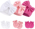BQUBO Newborn Girls Hats Baby Hat and Mittens Set Infant Caps Bow Hospital by DRESHOW