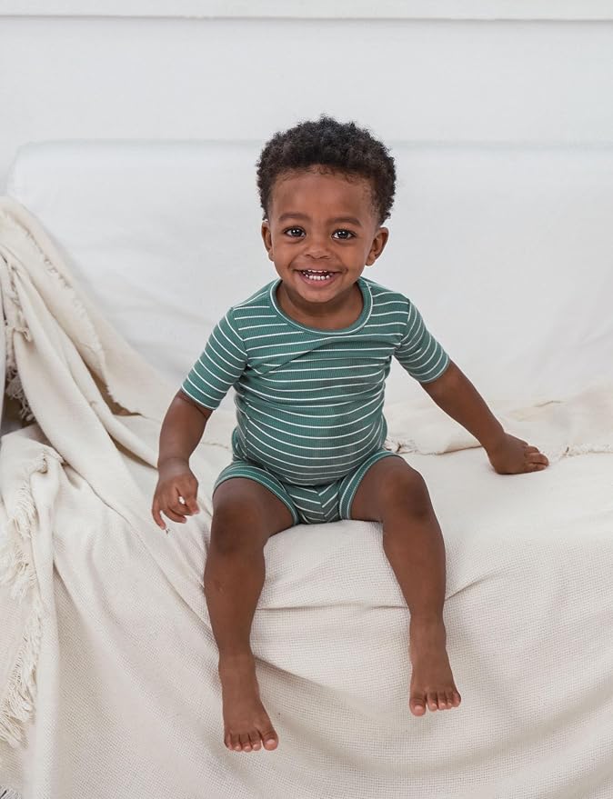 AVAUMA Stripe Pattern Baby Boys Girls Pajama Set Kids Toddler Snug fit Ribbed - Image 5