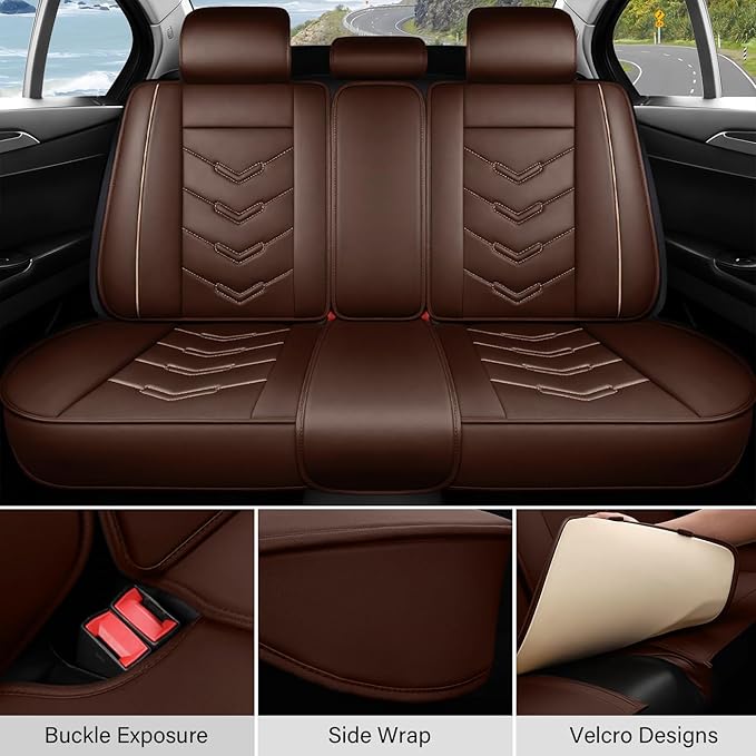 Leather Car Seat Covers Fit for LR Defender 2020-2025, 5 Seater Waterproof and Wear-Resistant Seat Cover Interior Accessories(Full Set,Coffee)