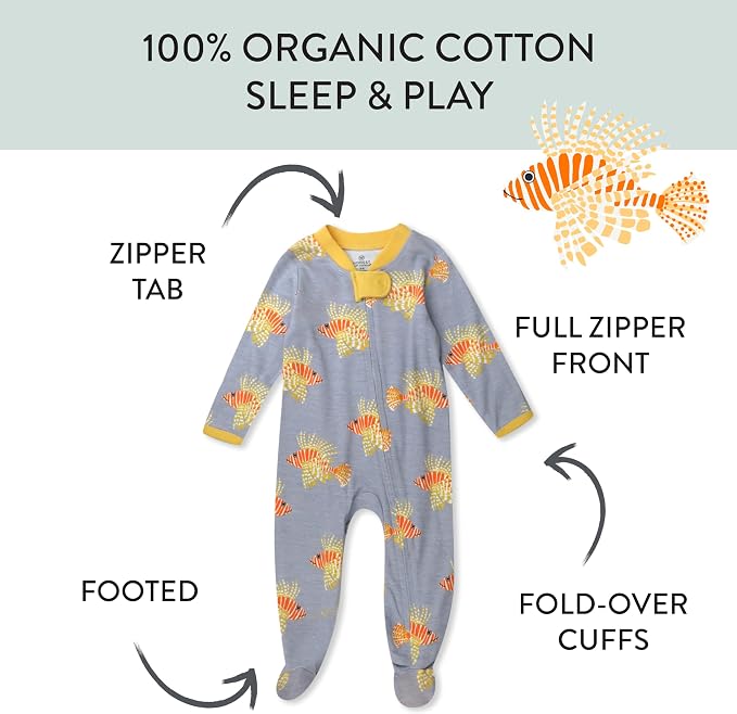 HonestBaby Baby Boys' Sleep & Play Footed One-piece Pajama Sleeper 100% Organic - Image 4