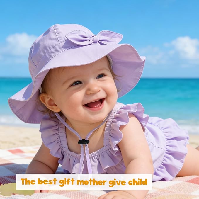 Baby Girl Sun Hat with UPF 50+ Outdoor Adjustable Beach Hat with Wide Brim - Image 2