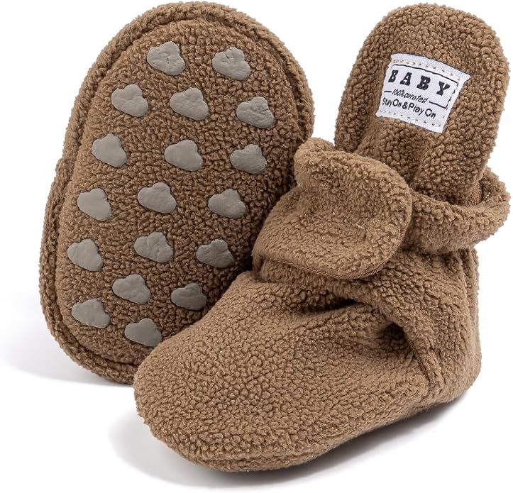 Babelvit Newborn Baby Boy Girl Soft Fleece Booties Stay On Infant Slippers by Babelvit