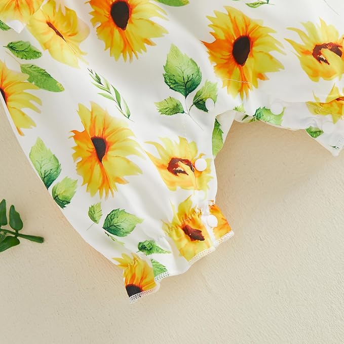 YINGISFITM Newborn Baby Girl Summer Clothes Short Sleeve Bubble Romper Bow - Image 8