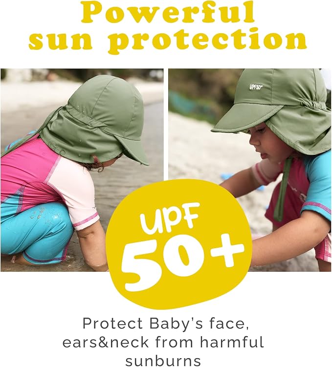 FURTALK Baby Sun Hat with Neck Flap UPF 50+ Toddler Quick Dry Swim Hat | UV - Image 3