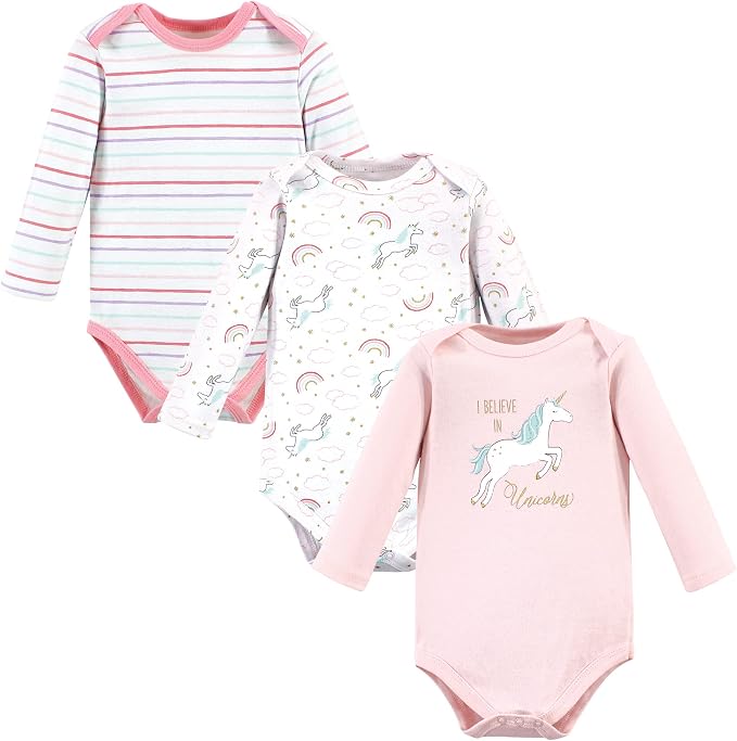 Hudson Baby Baby Girls' Cotton Long-sleeve Bodysuits 3-pack by HudsonBaby