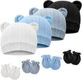 Newborn Baby Hat and Mittens Set Bear Ears Toddler Infant Beanie Caps Newborn by AQOKKA