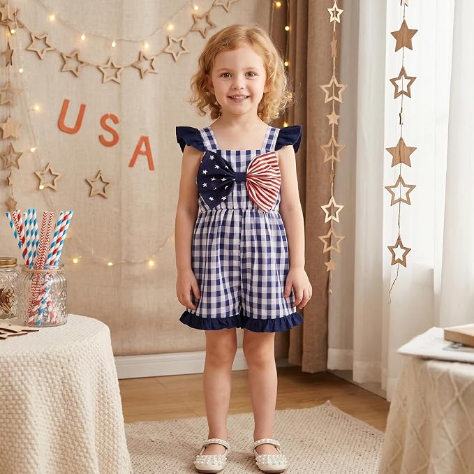 Little Girl Romper Toddler Overalls Summer Bow Jumpsuit Boho Outfit 6M-5T - Image 3