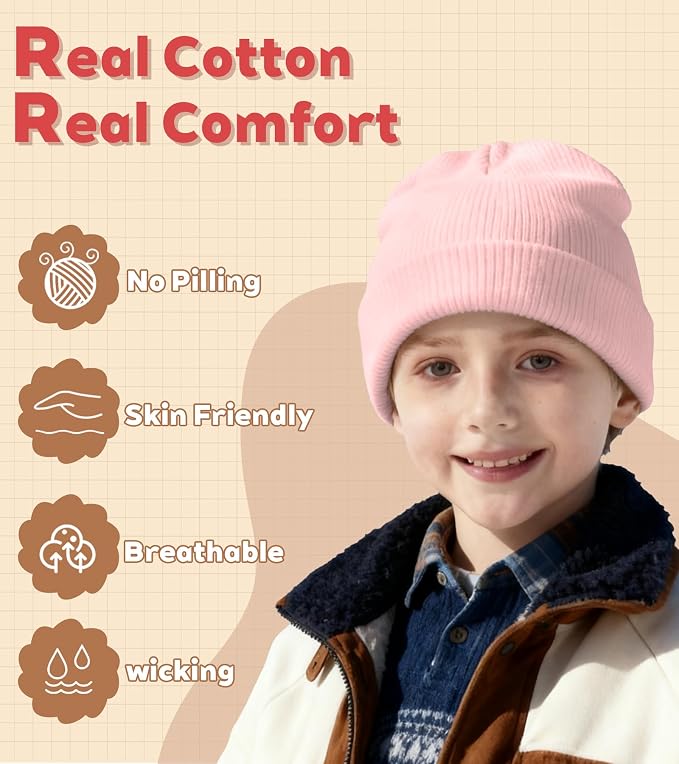 100% Cotton Baby Beanie Toddler Boys Girls Kids Winter Hat Knit Winter Warm Cap - Image 2