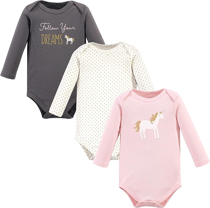 Hudson Baby Baby Girls' Cotton Long-sleeve Bodysuits 3-pack by HudsonBaby