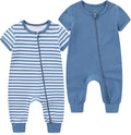 BIGBIGKISS Baby Boy Girl 2 Pack Romper Short Sleeve 2 Way Zipper Jumpsuits by BIGBIGKISS