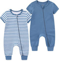 BIGBIGKISS Baby Boy Girl 2 Pack Romper Short Sleeve 2 Way Zipper Jumpsuits by BIGBIGKISS