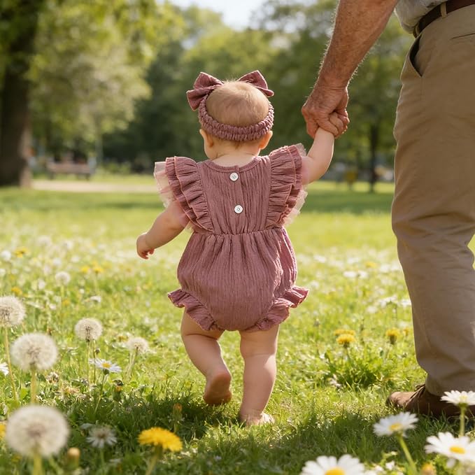TITKKOP Ruffle Bubble Romper for Baby Girl | One-Piece Shorts Jumpsuit | Summer - Image 7