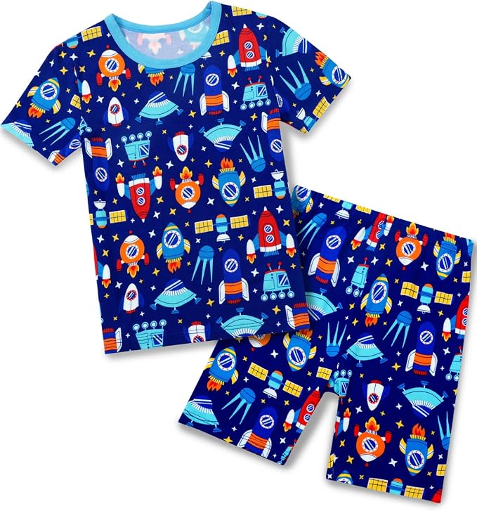 babee Reshinee Bamboo Viscose Toddler Boys Pajamas Set, Short Sleeve Kids by babeeReshinee