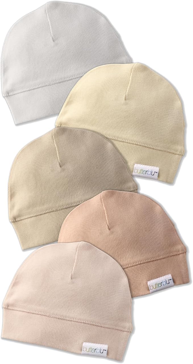 Charlie 5-Pack Caps 100% Organic Cotton Beanie Hats | GOTS certified Organic by Butterblu