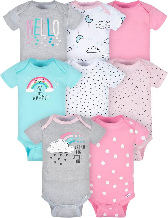 Gerber Baby Girls' 8-pack Short Sleeve Onesies Bodysuits by Gerber