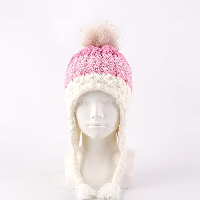 LANGZHEN Toddler Kids Infant Winter Hat,Earflap Knit Warm Cap Fleece Lined Beanie for Baby Boys Girls