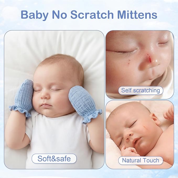 Pro Goleem Muslin Baby Mittens for Newborn, 100% Cotton No Scratch Soft - Image 3