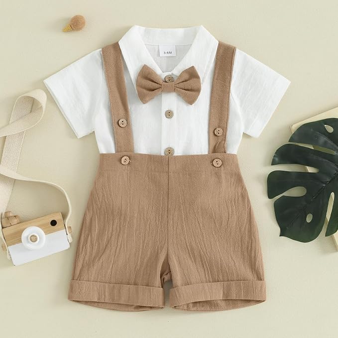 PUHHAPIEY Baby Boy Gentleman Wedding Outfit Dress Romper Suspender Pants | 0 3 - Image 2