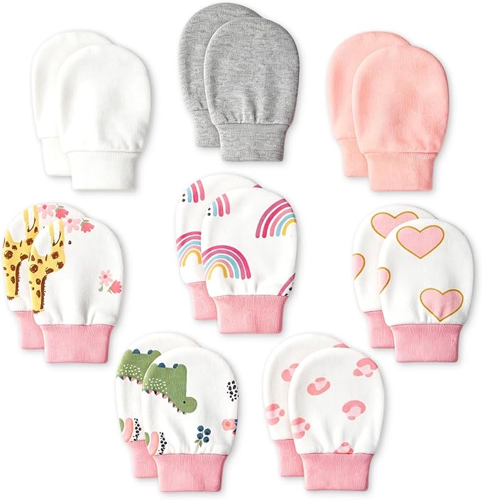 8 Pairs Baby Mittens No Scratch, Cotton Newborn Gloves Infant Mittens by Stadupimry