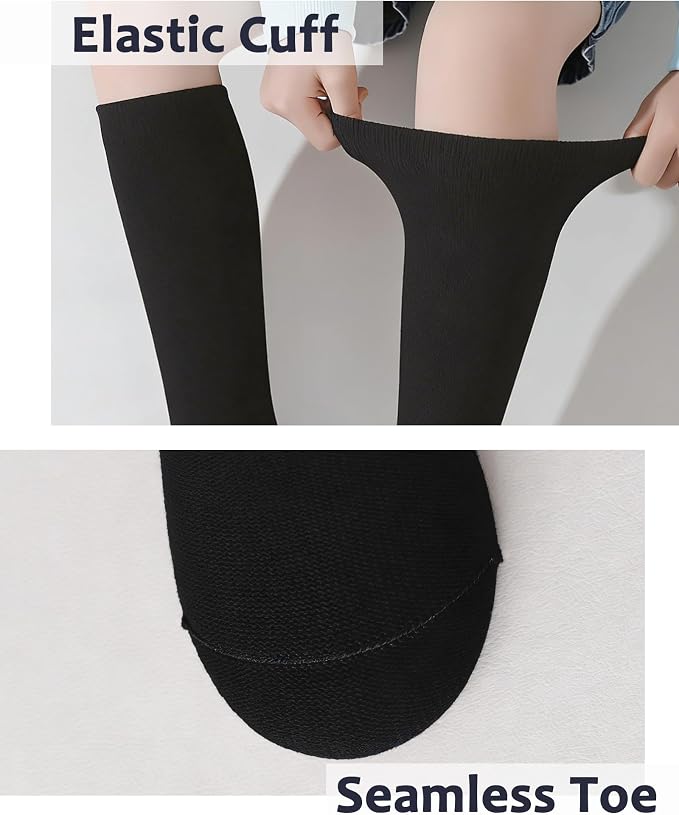 Baby Knee High Socks Toddler Seamless Cotton Non Slip Long Socks 3/5 Pairs - Image 4
