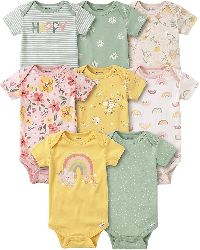 Gerber Baby Girls' 8-pack Short Sleeve Onesies Bodysuits by Gerber