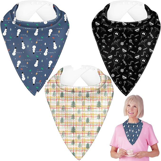 Adult Drool Bibs for Special Needs, 3 Pack Large Bandana Bibs by Unknown