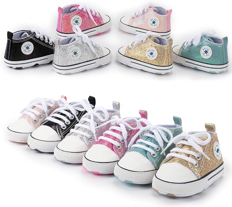 Unisex Baby Girls Boys Canvas High-top Shoes, Newborn Infant Anti-Slip Soft - Image 2