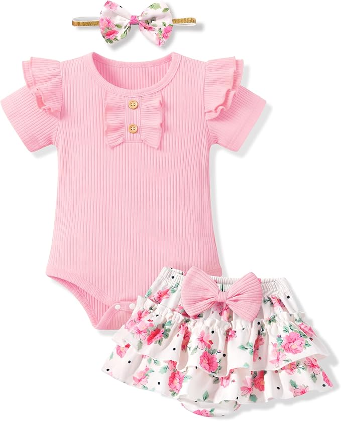 HONGTEYA Baby Girl Clothes Set Newborn Infant Summer Outfits by HONGTEYA