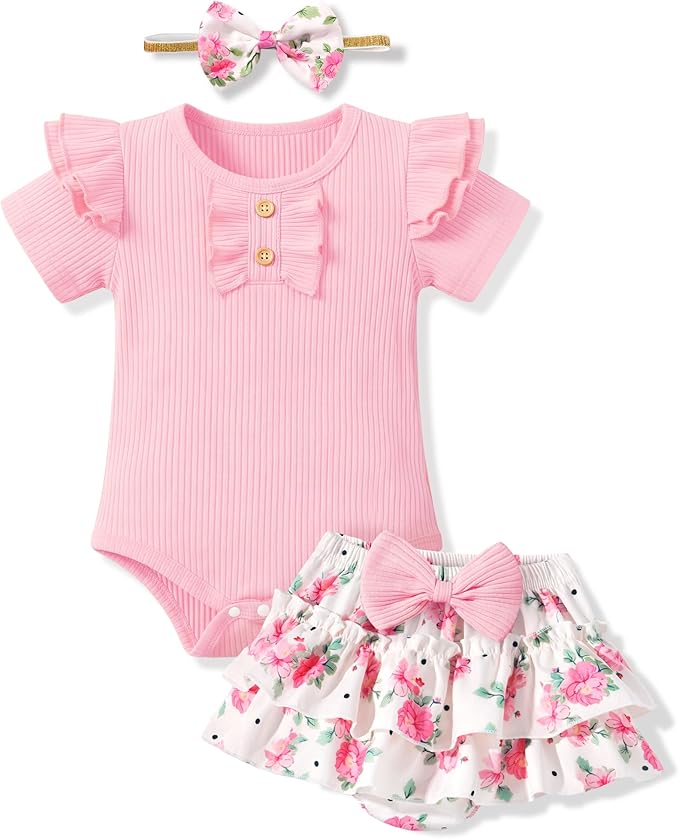 HONGTEYA Baby Girl Clothes Set Newborn Infant Summer Outfits by HONGTEYA