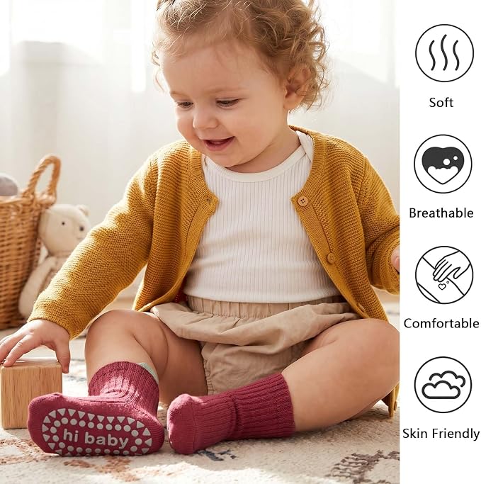 8 Pairs Baby Toddler Socks Non-Slip Grip Socks - Image 3
