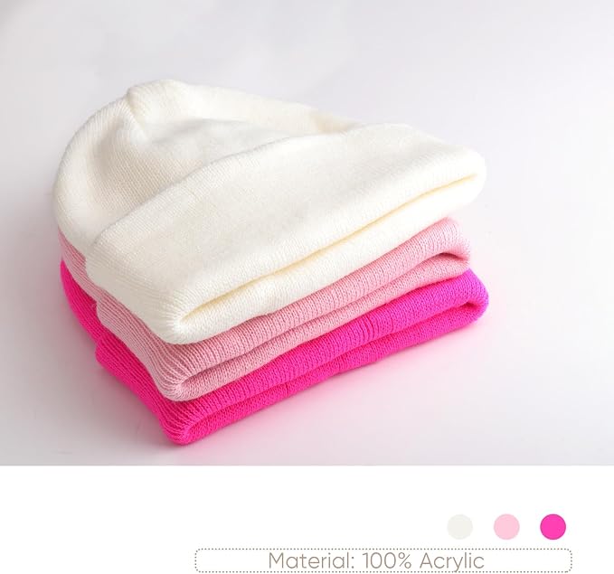 DRESHOW BQUBO 3 Pack Baby Beanies Toddler Kids Winter Hats Soft Knit Hat - Image 5