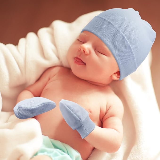 Newborn Baby Hats and Mittens Set Infant Beanie Cap Toddler Gloves Newborn - Image 4