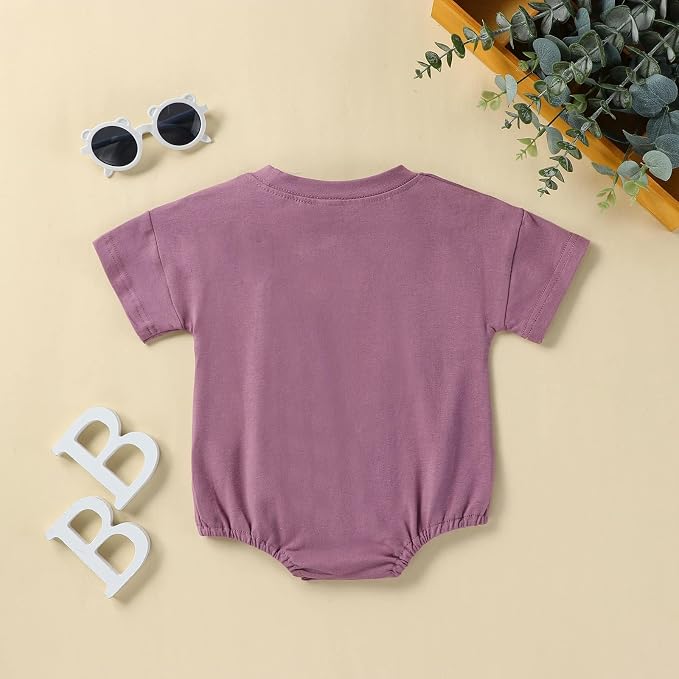 Baby Boy Girl Bubble Romper Infant Plain Oversize T-shirt Bodysuit - Image 5