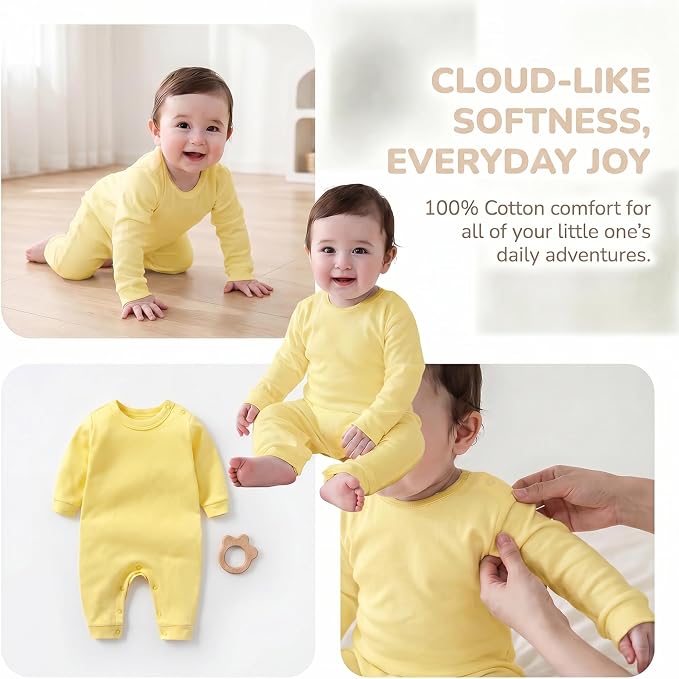 Unisex Baby romper, Long Sleeve 100% Cotton Baby Clothes, Baby Footless Jumpsuit - Image 3