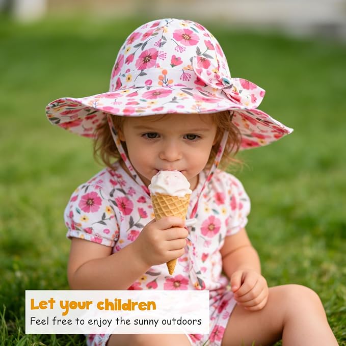 Baby Girl Sun Hat with UPF 50+ Outdoor Adjustable Beach Hat with Wide Brim - Image 3