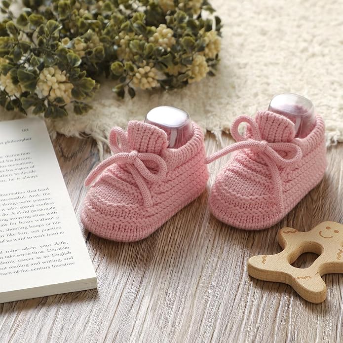 Neiwech Baby Booties Newborn Cozy Soft Warm Knitted Crib Shoes - Image 3