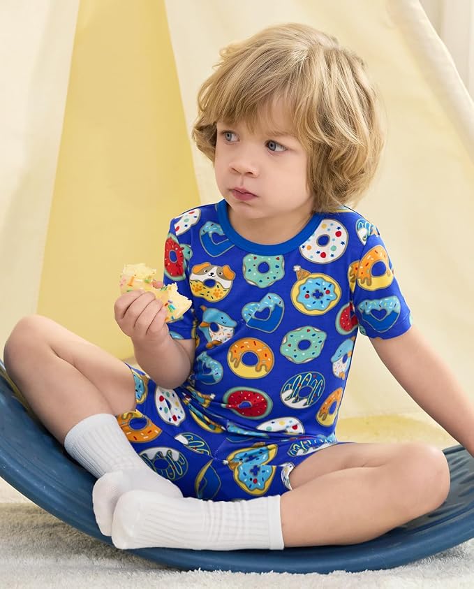babee Reshinee Bamboo Viscose Toddler Boys Pajamas Set, Short Sleeve Kids - Image 5