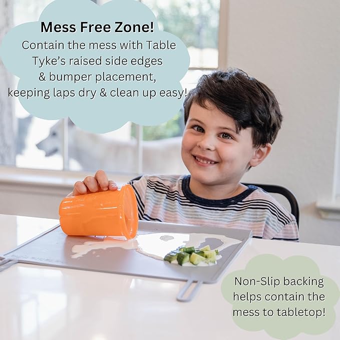 The Table Tyke Silicone Placemats for Toddlers with Patented Edge Bumper | Kids Placemats Non Slip Travel Ready | Baby Placemat BPA Free for Restaurant Dining Table | Sky Blue