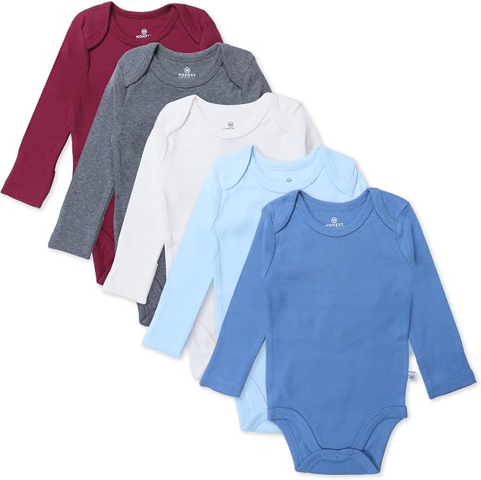 HonestBaby baby-girls 5-pack Long Sleeve Bodysuits One Piece 100% Organic Cotton by HonestBaby