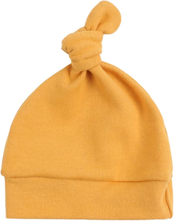 JANGANNSA Newborn Baby Hat Infant Baby Boys Beanie Top Knot Stretchy Hats for Girls 100% Organic Cotton