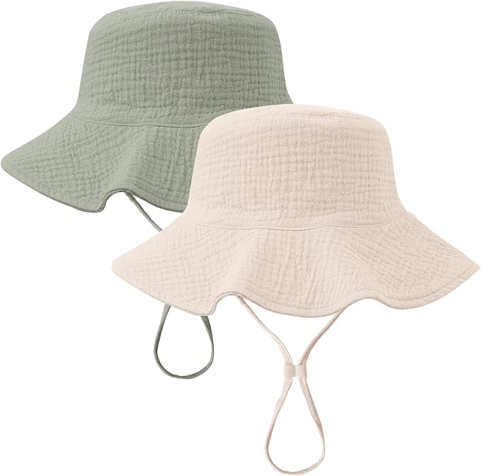 Konssy 2-Pack Muslin Baby Girl Sun Hats by Konssy