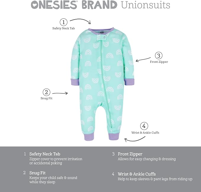 Onesies Brand Baby Girls 3-Pack Snug Fit One Piece Cotton Pajamas - Image 6