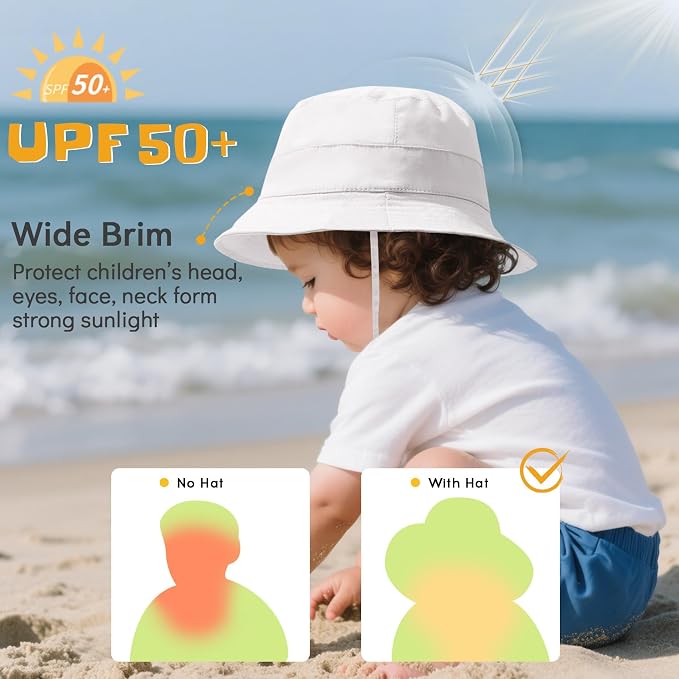 Durio UPF 50+ Baby Sun Hat Wide Brim Toddler Bucket Hats - Image 2