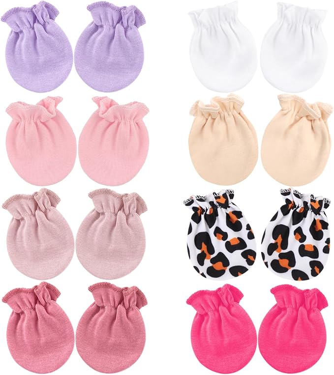 BQUBO Newborn Infant Toddler Mittens No Scratch Cotton Elastic Wrist Gloves by DRESHOW