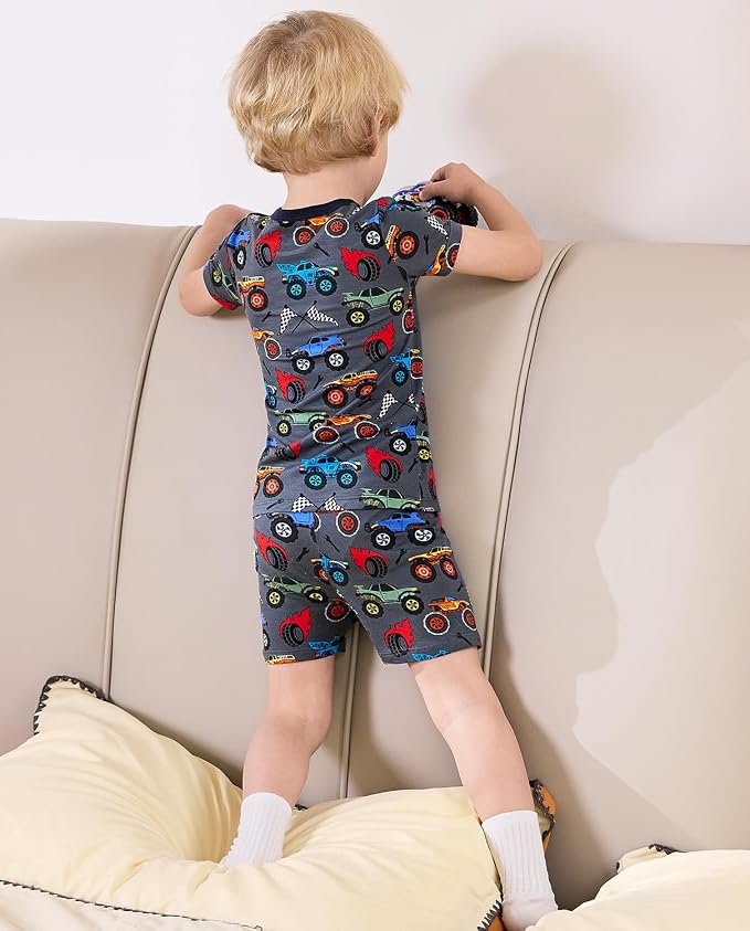 babee Reshinee Bamboo Viscose Toddler Boys Pajamas Set, Short Sleeve Kids - Image 6