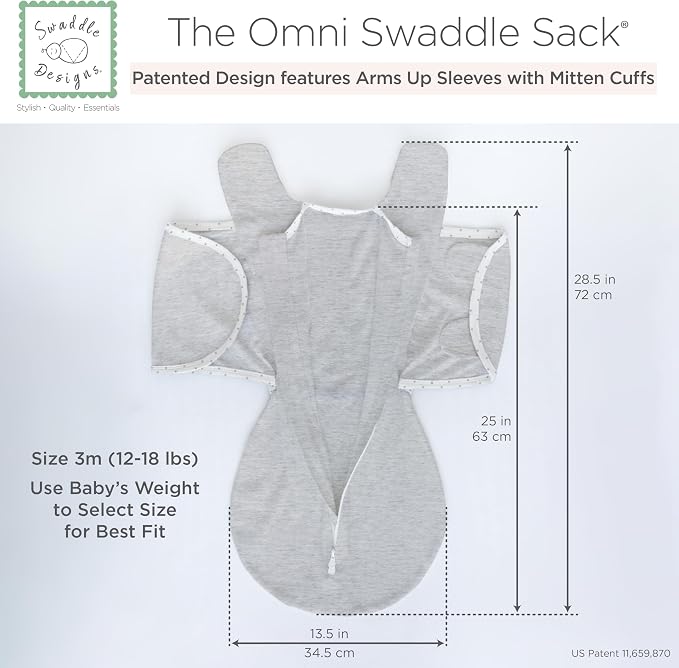 SwaddleDesigns 6-Way Omni Swaddle Sack, Arms Up Swaddle - Image 8