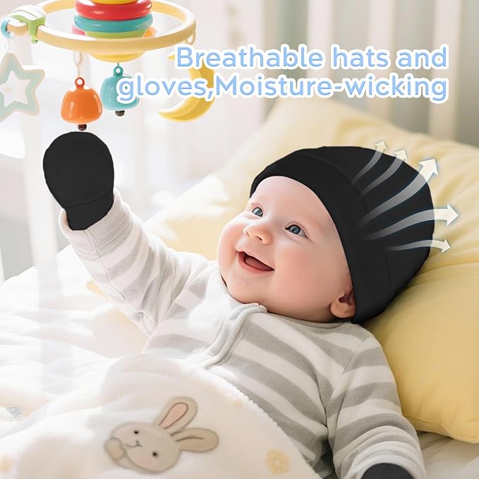 Zando Anti-Scratch Baby Hats Mittens Warm Newborn Infant Boys Girls 0-6M | - Image 4