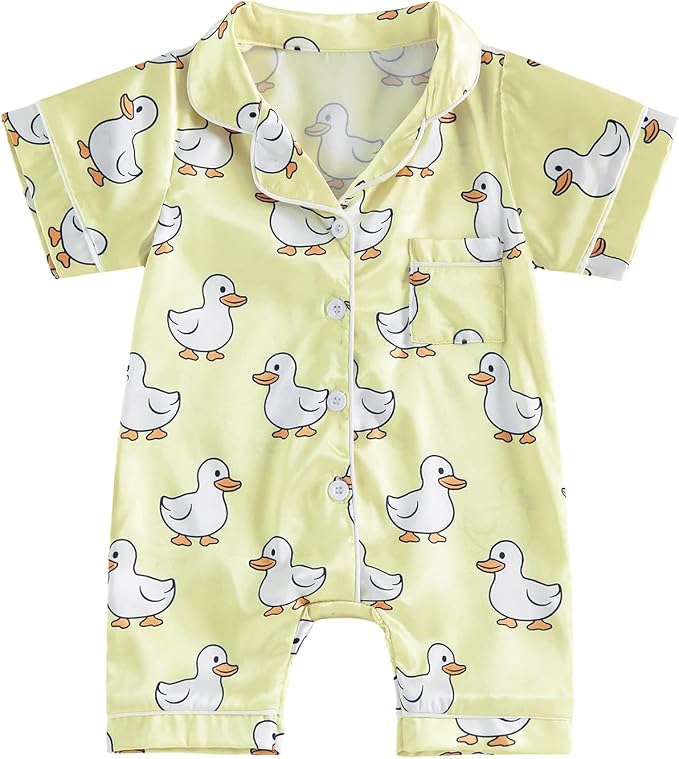Kuriozud Baby Girl Boy Romper Pajamas Onesie Short Sleeve Button Down Pjs by Kuriozud