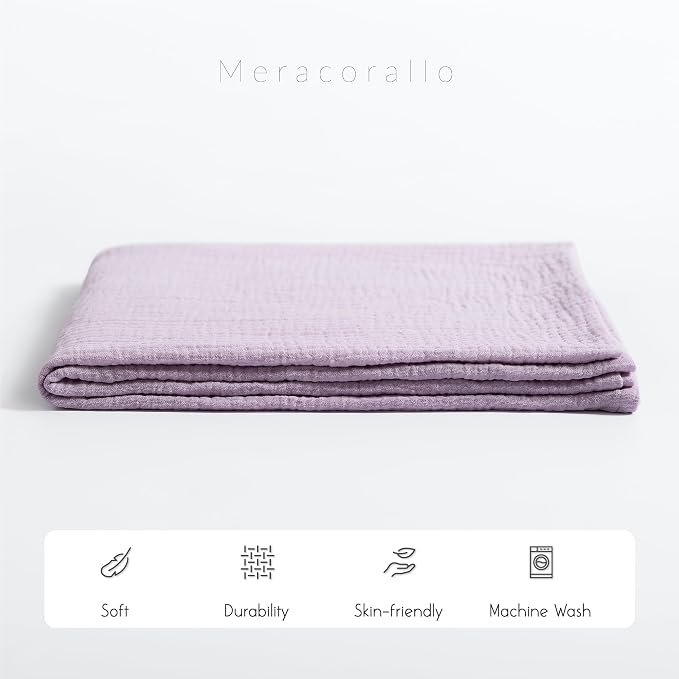 Meracorallo Muslin Swaddle Blanket, 100% Cotton Receiving Blanket, Lavender | - Image 4